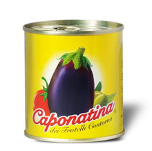 Carica l'immagine nel visualizzatore di Gallery, CAPONATA DI MELANZANE SICILIANA lattina da 200 gr. F.lli Contorno - Confezione da 15 lattine da 200 gr.cadauna (Tot. 3 Kg,)