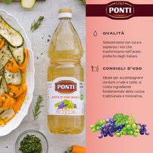 Carica l'immagine nel visualizzatore di Gallery, Ponti, Aceto di Vino Classico Bianco, Realizzato con Vini Selezionati, Ideale per Accompagnare Verdure Crude e Cotte, Acidità 6%, 100% Made in Italy, 12 Bottiglie in PET da 1L