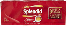 Carica l'immagine nel visualizzatore di Gallery, Splendid - Caffè Macinato Gusto Classico - Miscela Caffè per Macchina Caffè Espresso e Moka - 5 Confezioni da 225 gr (Totale 1125 Kg)