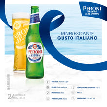 Carica l'immagine nel visualizzatore di Gallery, Peroni Nastro Azzurro, Cassa con 24 Bottiglie di Birra da 33 cl, Birra Premium Lager a Bassa Fermentazione, Gusto Secco e Rinfrescante, Gradazione Alcolica 5% Vol
