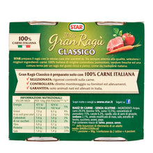 Carica l'immagine nel visualizzatore di Gallery, Star Il Mio Gran Ragù Classico Sugo Pronto con Pomodoro Carne Italiana e Verdure Fresche Conserva Senza Glutine - 12 Lattine da 180g