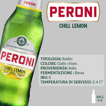 Carica l'immagine nel visualizzatore di Gallery, Peroni Chill Lemon Birra al Limone, Cassa Birra con 24 Birre in Bottiglia da 33 cl, 7.92 L, Birra Radler dal Gusto Naturale di Limoni Aspro e Bilanciato, Gradazione Alcolica 2% Vol