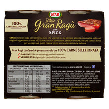 Carica l'immagine nel visualizzatore di Gallery, Star Il Mio Gran Ragù con Speck Sugo Pronto con Pomodoro Carne Suina e Verdura Fresca Conserva Senza Glutine - 12 Lattine da 180g