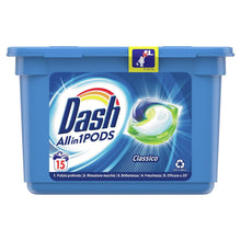 Carica l'immagine nel visualizzatore di Gallery, Dash All in 1 Pods Detersivo Lavatrice in Capsule, 15 Lavaggi, Classico, Rimuove le Macchie, per Tutti i Capi