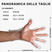 Carica l'immagine nel visualizzatore di Gallery, ARNOMED Guanti monouso in PE da marito, 100 pezzi guanti usa e getta per box, guanti plastica domestici per alimenti, guanti trasparenti monouso protettivi per tinte capelli, guanti sottili