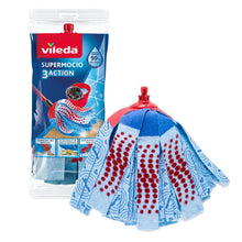 Carica l'immagine nel visualizzatore di Gallery, Vileda SuperMocio 3Action ricambio, confezione da 1, adatto per il Sistema lavapavimenti Vileda SuperMocio , per tutti i tipi di pavimento, rimuove oltre il 99% dei batteri solo con acqua