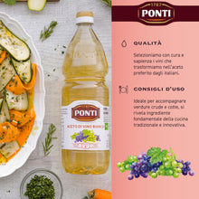 Carica l'immagine nel visualizzatore di Gallery, Ponti, Aceto di Vino Classico Bianco, Realizzato con Vini Selezionati, Ideale per Accompagnare Verdure Crude e Cotte, Acidità 6%, 100% Made in Italy, PET da 1L