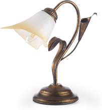 Carica l'immagine nel visualizzatore di Gallery, - Lampada Da Tavolo in Metallo Marrone Spennellato Oro Con Vetro Bianco Sfumato