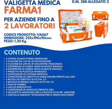 Carica l'immagine nel visualizzatore di Gallery, FARMA1 Cassetta Pronto Soccorso COMPLETA DI CARTELLO PRIMO SOCCORSO Conforme DM