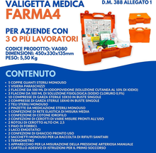 Carica l'immagine nel visualizzatore di Gallery, FARMA4 Cassetta Medica Primo Pronto Soccorso COMPLETA DI MISURATORE DI PRESSIONE
