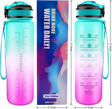 Carica l'immagine nel visualizzatore di Gallery, Borraccia Sportiva 1L Con Cannuccia E Indicatore Del Tempo Motivazionale, a Prov