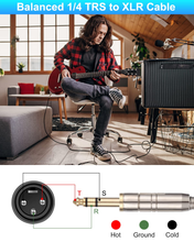 Carica l'immagine nel visualizzatore di Gallery, Cavo XLR Maschio a Jack 6,35Mm, 1M Jack 6,35Mm Stereo TRS Bilanciato Maschio a X