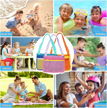 Carica l'immagine nel visualizzatore di Gallery, 3 Pcs Borsa Giochi Spiaggia per Bambini Borsa a Rete Giocattoli Sacca Mare Con T