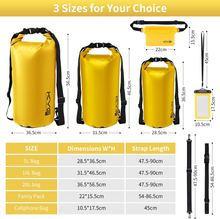 Carica l'immagine nel visualizzatore di Gallery, Borsa Impermeabile a Tracolla Regolabile Dry Bag 5L/10L/20L Kit 3 in 1 Marsupio