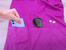 Carica l'immagine nel visualizzatore di Gallery, Telo Sdraio Con Tasche Cotone Spugna Telo Spiaggia Portatile per Asciugamano Let