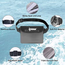 Carica l'immagine nel visualizzatore di Gallery, 2 PZ Borsa Impermeabile Marsupio Impermeabile Mare Universale Chiusura a 3 Zip S