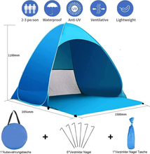 Carica l'immagine nel visualizzatore di Gallery, Tenda Da Spiaggia, Tenda Mare Pop up Portatile Con Protezione Solare UPF 50+ per