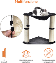 Carica l'immagine nel visualizzatore di Gallery, - Albero per Gatti Con Amaca E Palo Tiragraffi, 40,6 X 50,8 X 40,6 Cm, Grigio