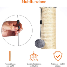 Carica l'immagine nel visualizzatore di Gallery, - Palo Tiragraffi per Gatti, Medio, 40,6 X 40,6 X 81,28 Cm, Grigio