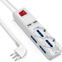 Carica l'immagine nel visualizzatore di Gallery, Multipresa 3M 6 Posti Con 2 Multiuso E 4 Bivalenti 10/16A Con 2 Prese USB (5V/2A