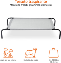Carica l'immagine nel visualizzatore di Gallery, - per Cane Lettino Rialzato Rinfrescante per Animali Domestici - Stoffa, Grigio,
