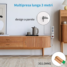 Carica l'immagine nel visualizzatore di Gallery, Multipresa 3M 6 Posti Con 2 Multiuso E 4 Bivalenti 10/16A Con 2 Prese USB (5V/2A