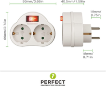 Carica l'immagine nel visualizzatore di Gallery, Perfect, Presa Multipla Con Interruttore On/Off, 2 Prese Schuko, 16A / 250V AC,