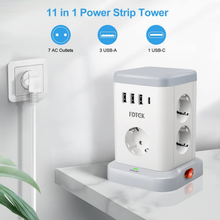 Carica l'immagine nel visualizzatore di Gallery, Ciabatta Elettrica, Torretta Multipresa Con 7 Prese E 3 Porte USB-A & 1 Tipo C,
