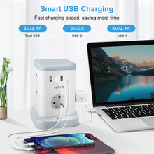 Carica l'immagine nel visualizzatore di Gallery, Ciabatta Elettrica, Torretta Multipresa Con 7 Prese E 3 Porte USB-A & 1 Tipo C,