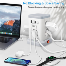 Carica l'immagine nel visualizzatore di Gallery, Ciabatta Elettrica, Torretta Multipresa Con 7 Prese E 3 Porte USB-A & 1 Tipo C,