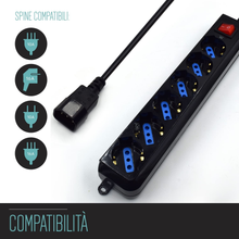 Carica l'immagine nel visualizzatore di Gallery, Multipresa per UPS Gruppo Di Continuità a 6 Posti (Prese Italiane 10/16A E Schuk