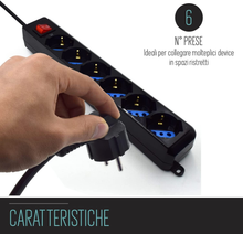 Carica l'immagine nel visualizzatore di Gallery, Multipresa per UPS Gruppo Di Continuità a 6 Posti (Prese Italiane 10/16A E Schuk