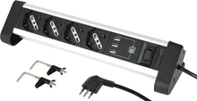 Carica l'immagine nel visualizzatore di Gallery, 61905 Multipresa 4 Posti Polivalenti, Schuko + 10/16 A, Con 3 USB 3.4 A, Con Sup