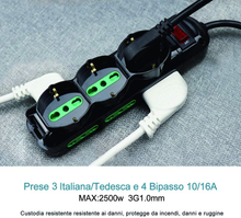 Carica l'immagine nel visualizzatore di Gallery, Ciabatta Elettrica Multipresa Protetta,Surge Arrest,Con Interruttore Automatico