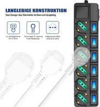 Carica l'immagine nel visualizzatore di Gallery, Multipresa Ciabatta Elettrica 6 Posti 10/16A Bipasso Schuko 250V Max:2500W Con I