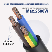 Carica l'immagine nel visualizzatore di Gallery, Multipresa Ciabatta Elettrica 6 Posti 10/16A Bipasso Schuko 250V Max:2500W Con I