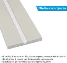 Carica l'immagine nel visualizzatore di Gallery, - Profilo LED Con Cartongesso 2Mt - Integrato in Lastra Di Cartongesso Di Spesso