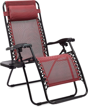 Carica l'immagine nel visualizzatore di Gallery, - Sedie a Sdraio Zero Gravity Con Tavolino, Set Da 2, Rosso