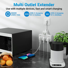 Carica l'immagine nel visualizzatore di Gallery, Ciabatta Multipresa Con USB C, Ciabatta Elettrica Con 3 Prese Schuko Presa USB (