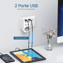 Carica l'immagine nel visualizzatore di Gallery, Presa Multipla USB, Presa Salvaspazio Con 10A/16A, Spina Italiana, Adattatore Mu