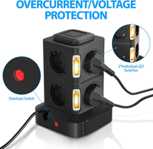 Carica l'immagine nel visualizzatore di Gallery, Multipresa Verticale Ciabatta Multipresa Torretta 4 Porte USB E 8 Prese Con 3M D