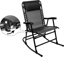 Carica l'immagine nel visualizzatore di Gallery, - Sedia a Dondolo Pieghevole, Nero