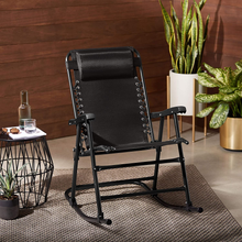 Carica l'immagine nel visualizzatore di Gallery, - Sedia a Dondolo Pieghevole, Nero