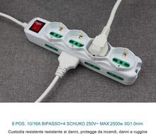 Carica l'immagine nel visualizzatore di Gallery, Multipresa 12 Posti 4 Polivalenti (Schuko 10/16A) 8 Bivalenti 10/16A, Colore Bia