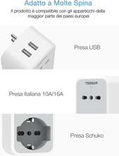 Carica l'immagine nel visualizzatore di Gallery, Presa Multipla Salvaspazio, Prese Multiple Elettriche Con 1 Polivalenti E 2 Biv