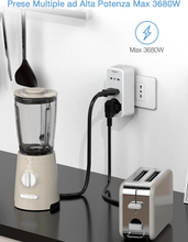 Carica l'immagine nel visualizzatore di Gallery, Presa Multipla Salvaspazio, Prese Multiple Elettriche Con 1 Polivalenti E 2 Biv