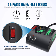 Carica l'immagine nel visualizzatore di Gallery, Multipresa Da Scrivania/Tavolo Con 3 Presa Usb,Presa Con Interruttore Automatico