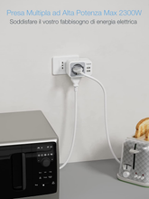 Carica l'immagine nel visualizzatore di Gallery, Presa Multipla Con Spina 10A, Presa Multipla Salvaspazio Con 1 Presa Schuko E 2