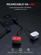 Carica l'immagine nel visualizzatore di Gallery, Luci Bici Anteriori & Posteriori, USB Ricaricabile Luce Bici Super Luminosa, Imp