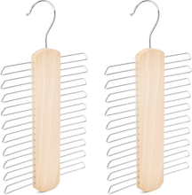 Carica l'immagine nel visualizzatore di Gallery, , Gancio Con 20 Barre Porta Cravatte E Cinture in Legno, Naturale, Confezione Da